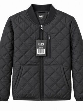 NWT Mack Russo Black Quilted Bomber Jacket Men’s Medium IT-6417
